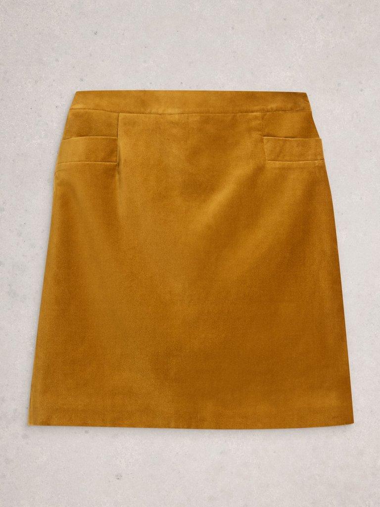 Coral Velvet Knee Length Skirt in DK CHART - FLAT FRONT