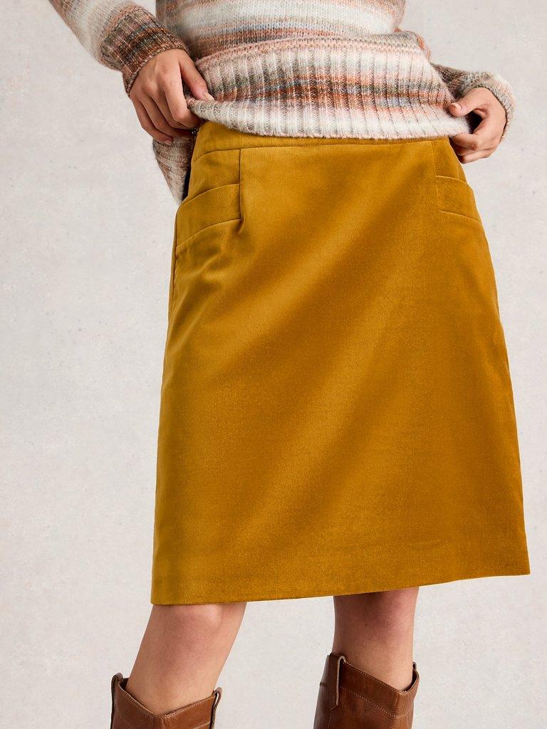 Coral Velvet Knee Length Skirt in DK CHART - LIFESTYLE