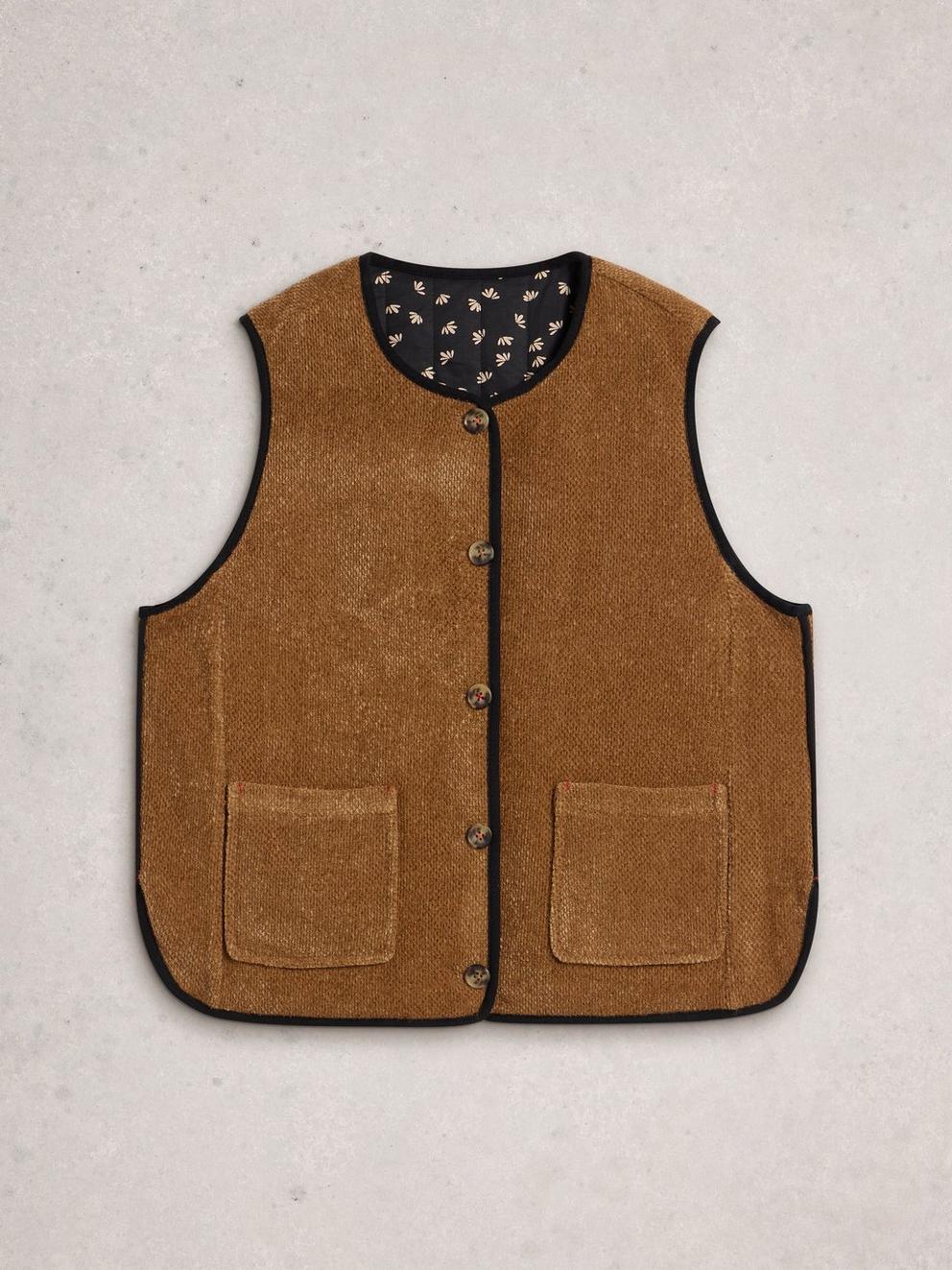 Emma Reversible Gilet in BLK MLT - FLAT BACK