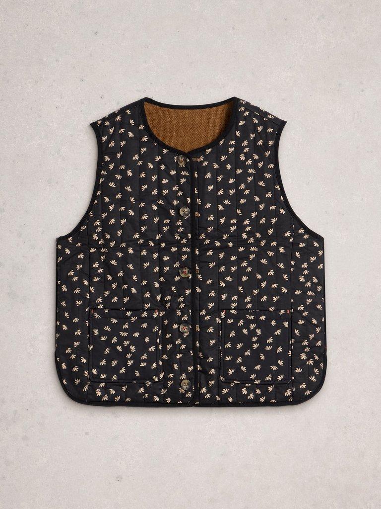 Emma Reversible Gilet in BLK MLT - FLAT FRONT