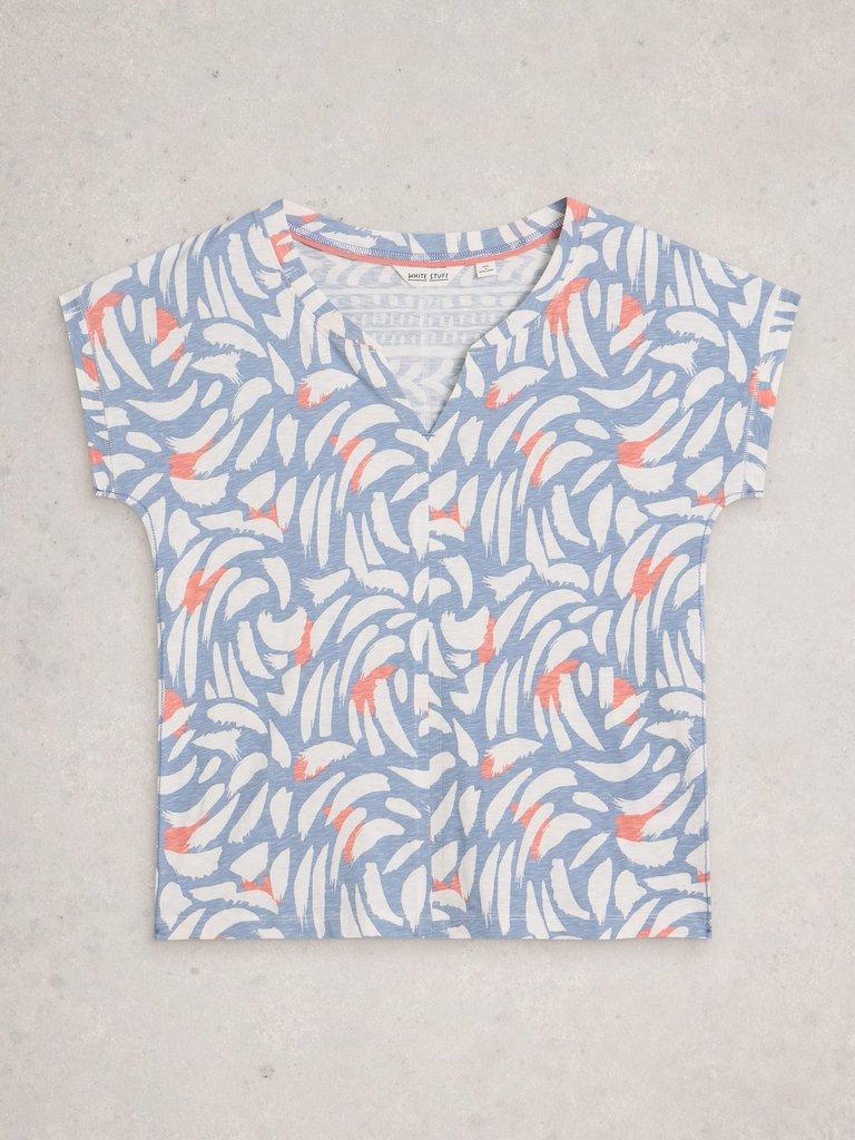 NELLY TEE NOTCH NECK in BLUE PR - FLAT FRONT