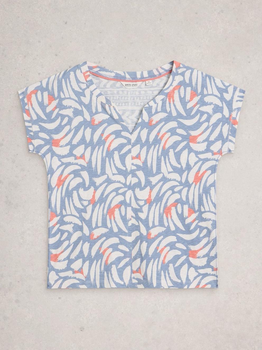 NELLY TEE NOTCH NECK in BLUE PR - FLAT FRONT