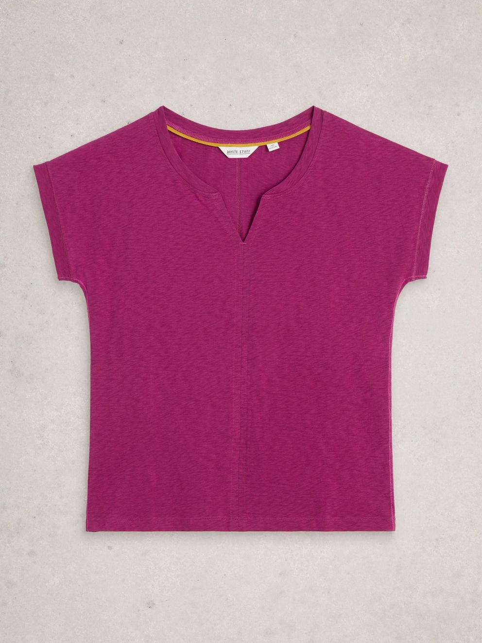 NELLY TEE NOTCH NECK in DK PLUM - FLAT FRONT