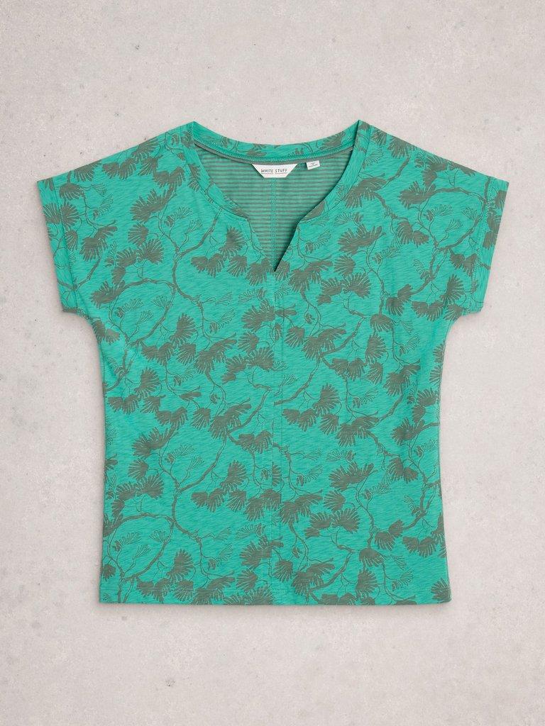 NELLY TEE NOTCH NECK in GREEN PR - FLAT FRONT