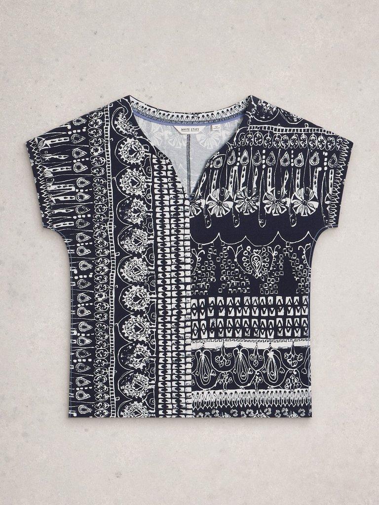 NELLY TEE NOTCH NECK in NAVY PR - FLAT FRONT
