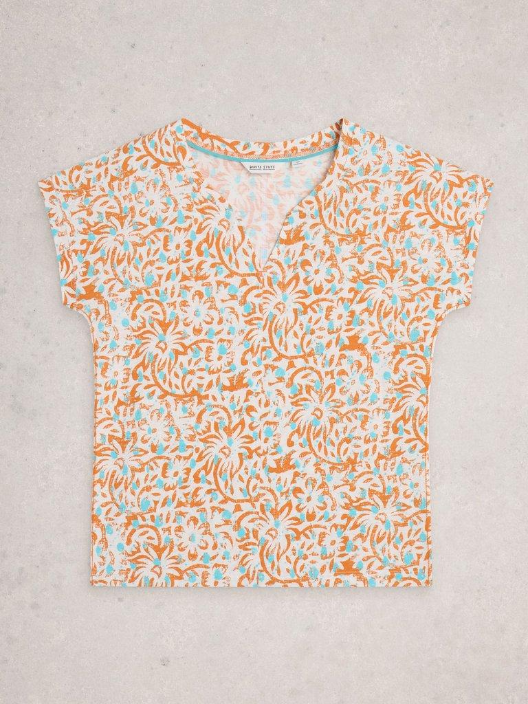 NELLY TEE NOTCH NECK in ORANGE PR - FLAT FRONT