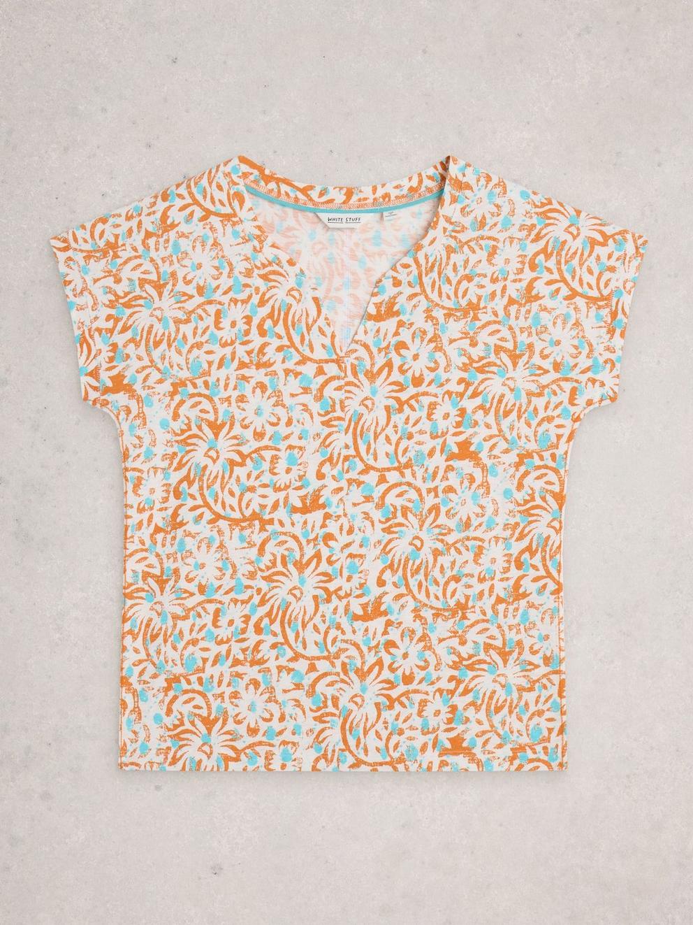 NELLY TEE NOTCH NECK in ORANGE PR - FLAT FRONT