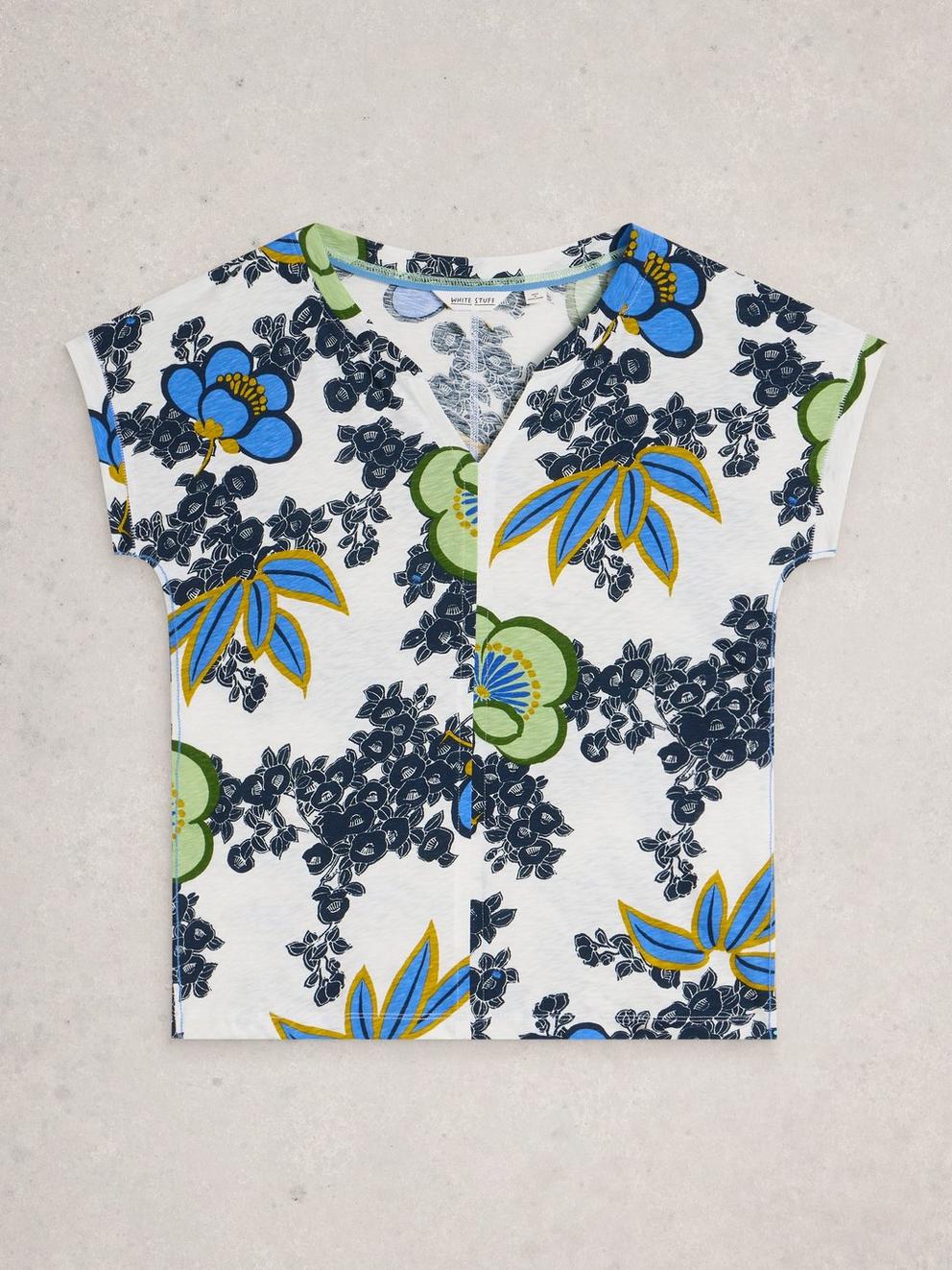 NELLY TEE NOTCH NECK in WHITE MLT - FLAT FRONT