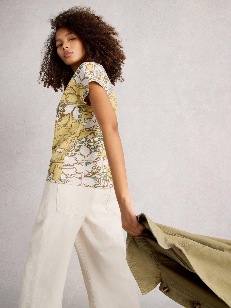 NELLY TEE NOTCH NECK in WHITE PR - MODEL BACK