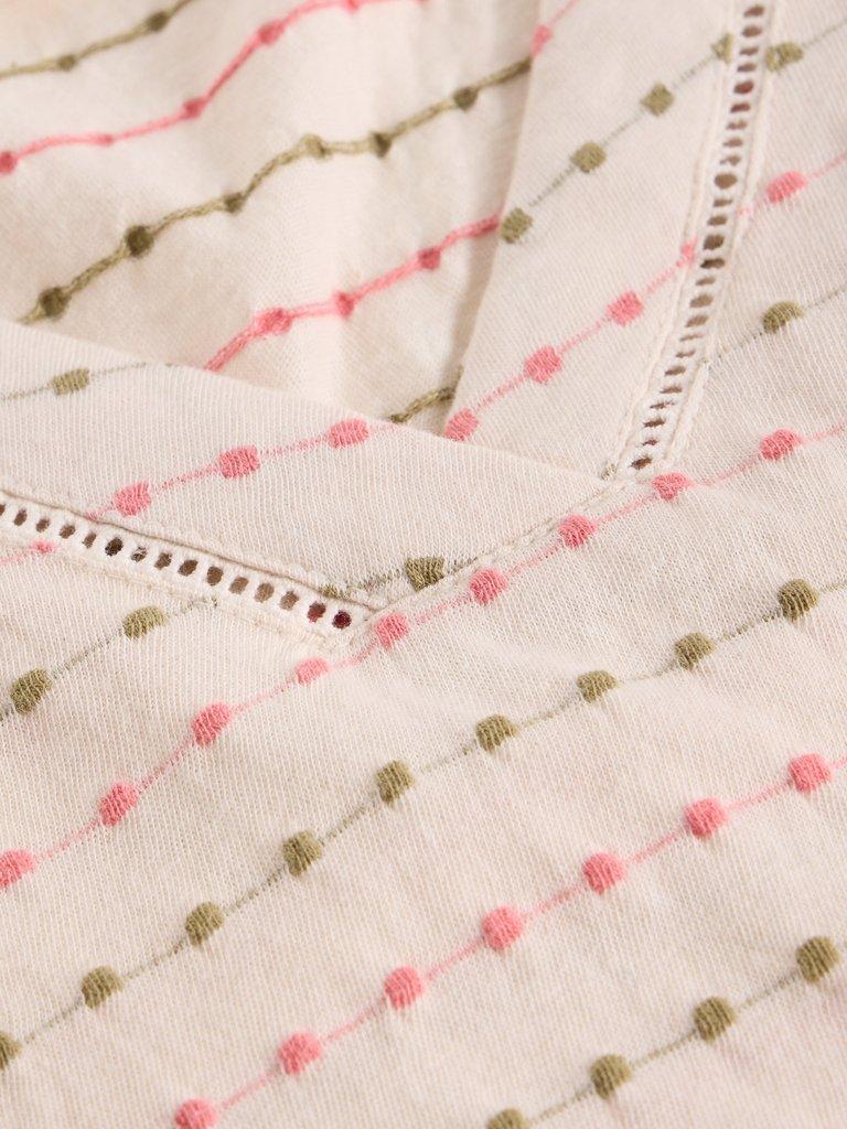 EMBROIDERED STRIPE TEE in IVORY MLT - FLAT DETAIL
