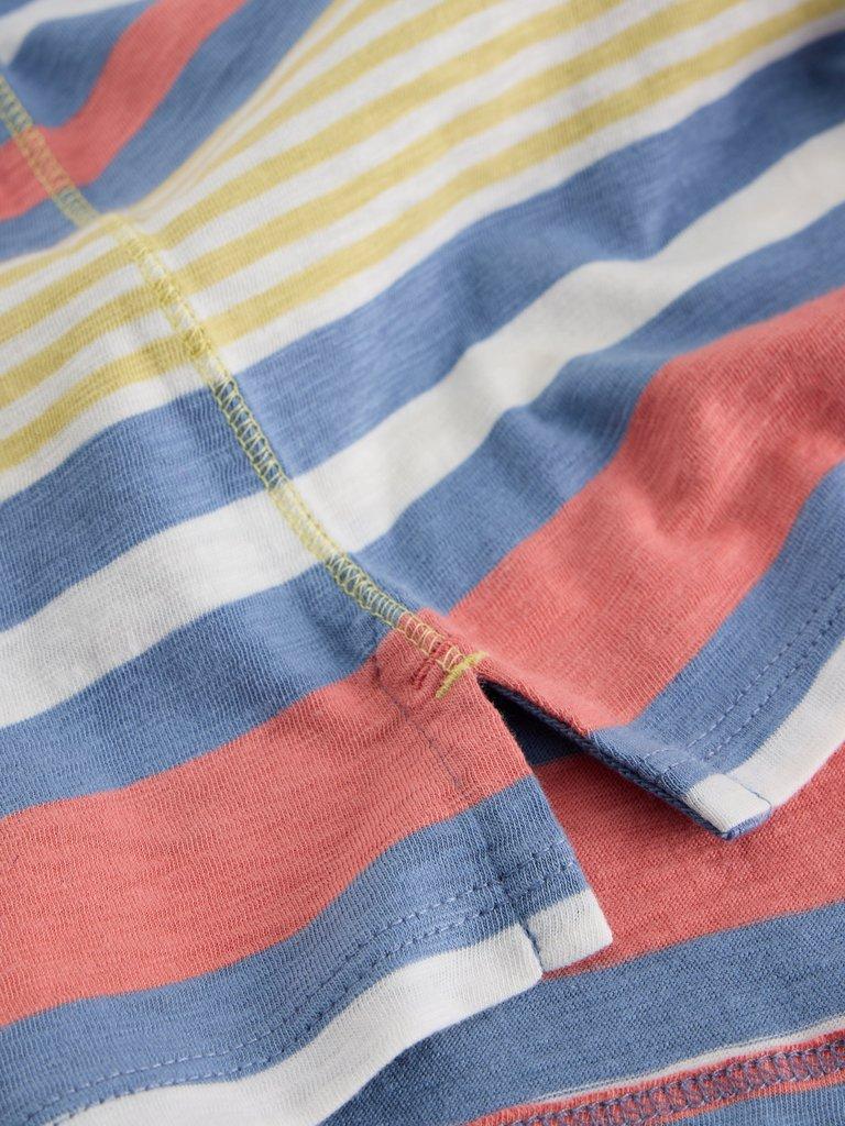 ABBIE STRIPED CREW NECK TEE in BLUE MLT - FLAT DETAIL
