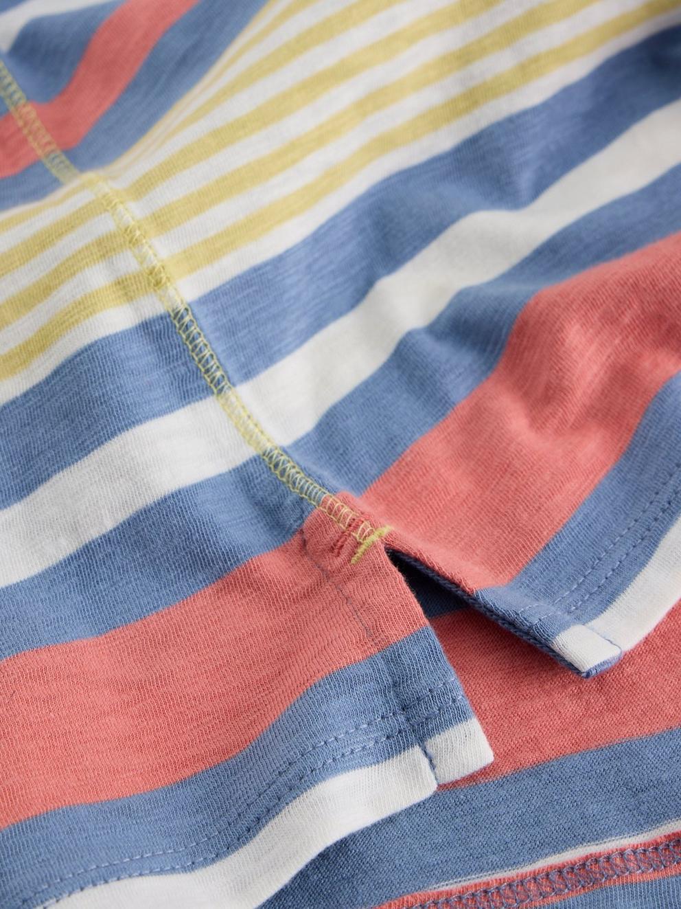 ABBIE STRIPED CREW NECK TEE in BLUE MLT - FLAT DETAIL