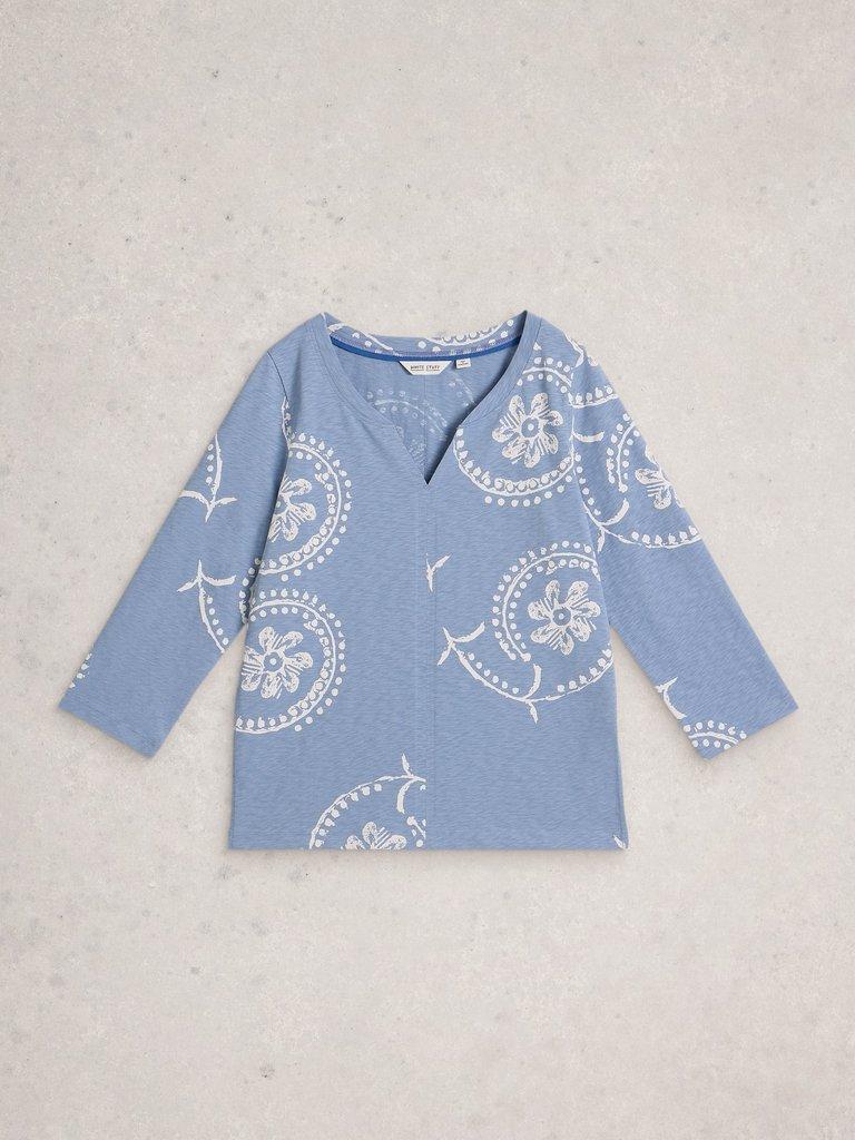 NELLY 34 SLEEVE TEE in BLUE PR - FLAT FRONT