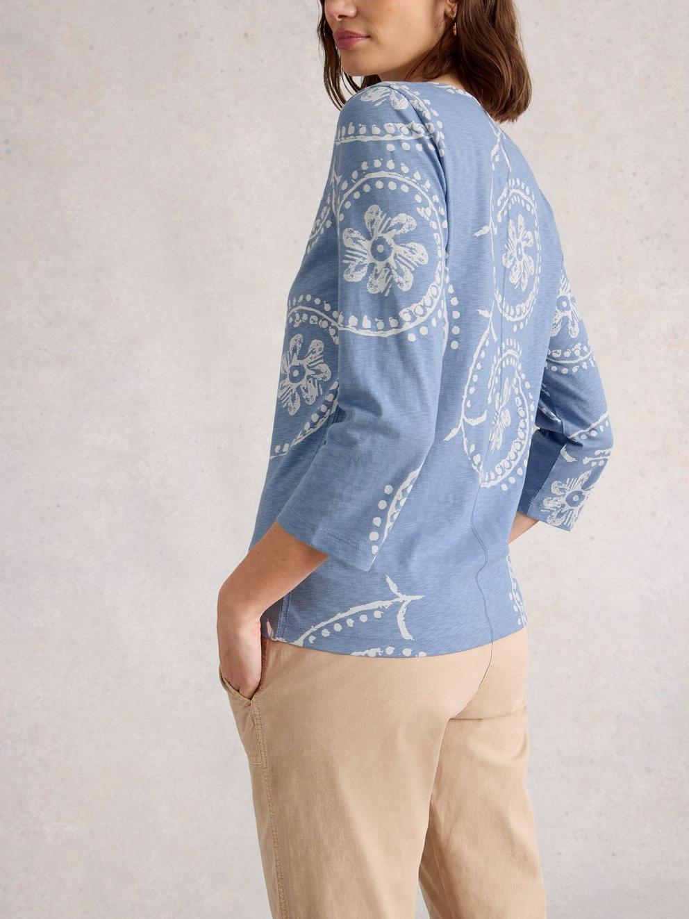 NELLY 34 SLEEVE TEE in BLUE PR - MODEL BACK