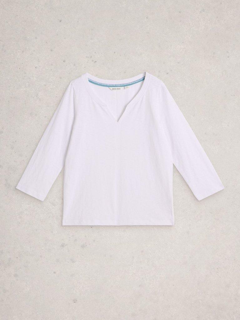 NELLY 34 SLEEVE TEE in BRIL WHITE - FLAT FRONT