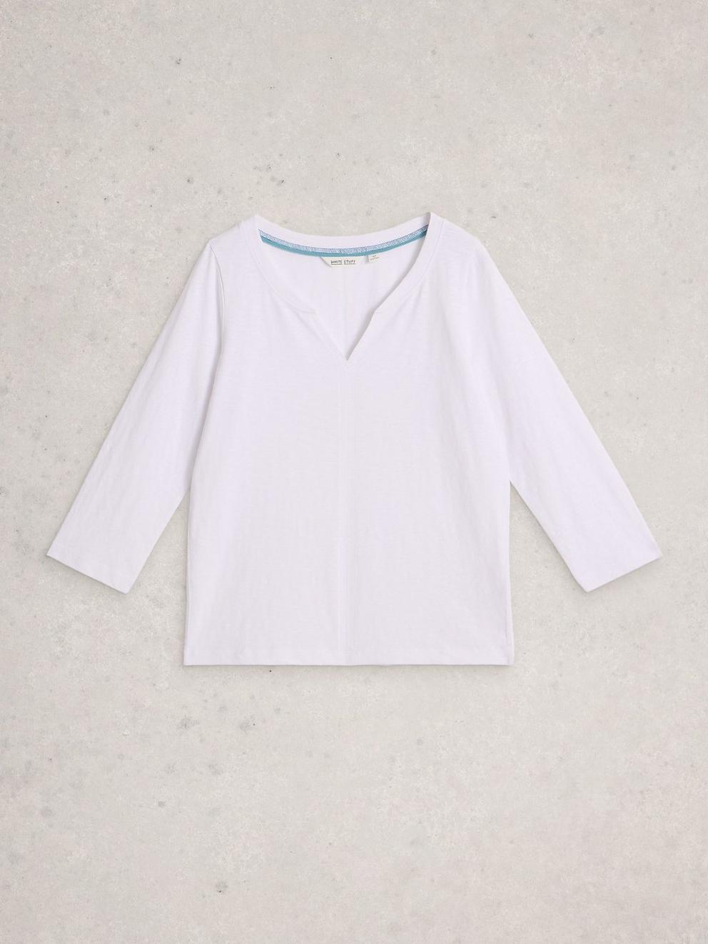 NELLY 34 SLEEVE TEE in BRIL WHITE - FLAT FRONT