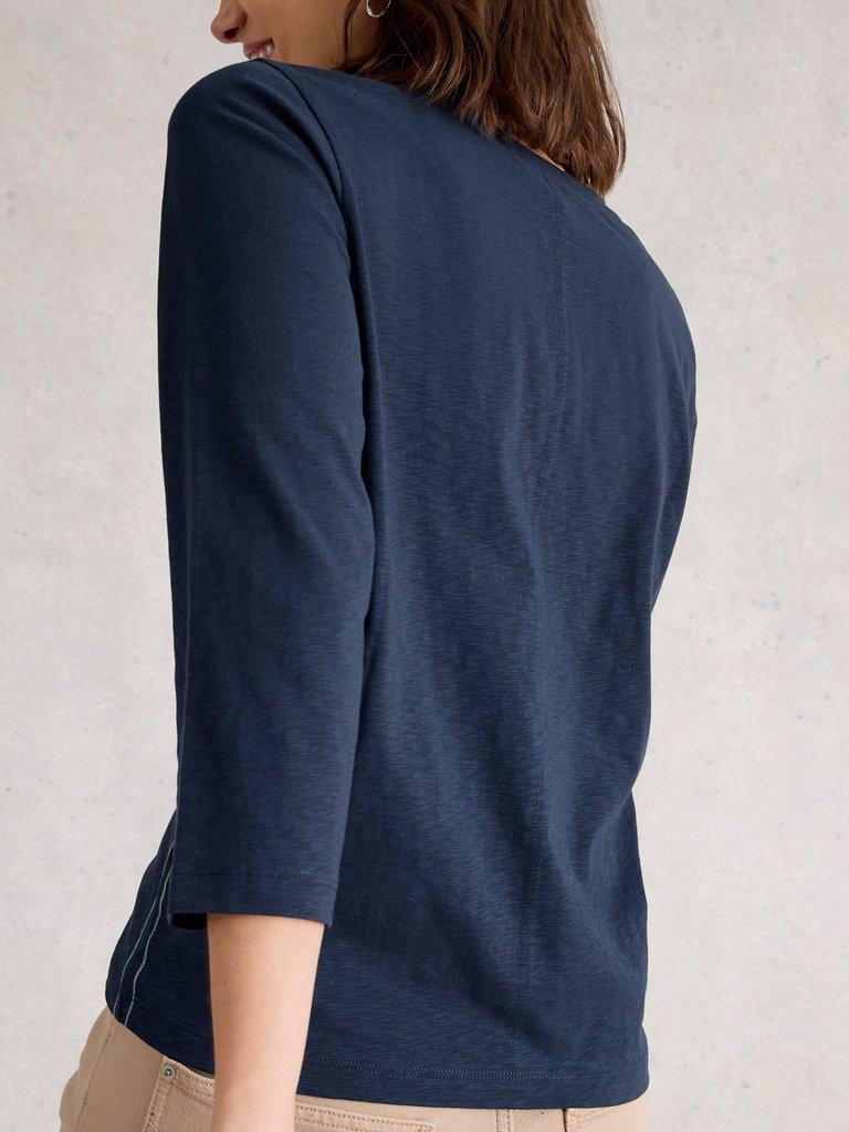 NELLY 34 SLEEVE TEE in DARK NAVY - MODEL BACK