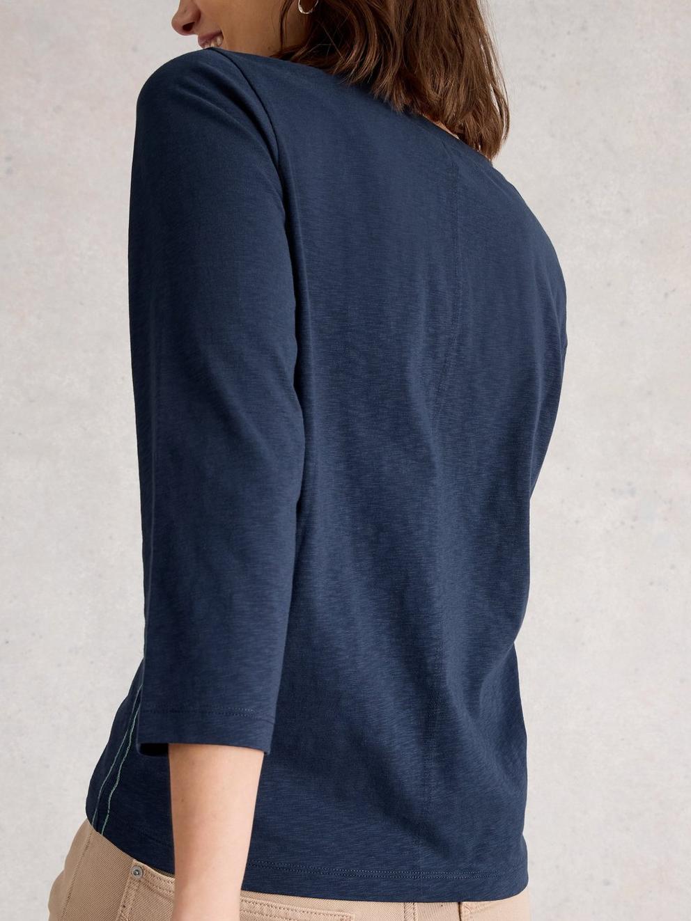 NELLY 34 SLEEVE TEE in DARK NAVY - MODEL BACK