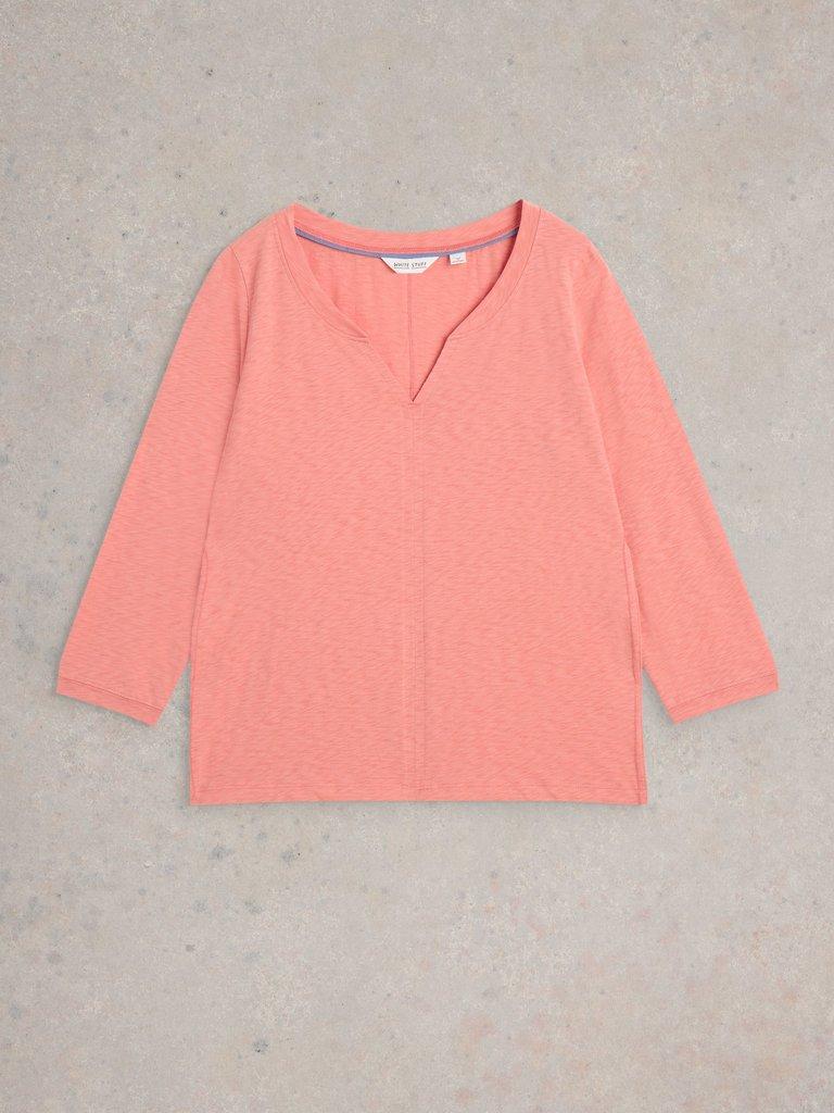 NELLY 34 SLEEVE TEE in MID CORAL - FLAT FRONT