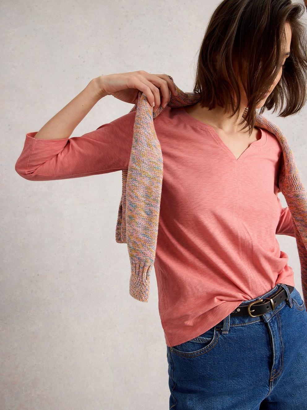 NELLY 34 SLEEVE TEE in MID CORAL - LIFESTYLE
