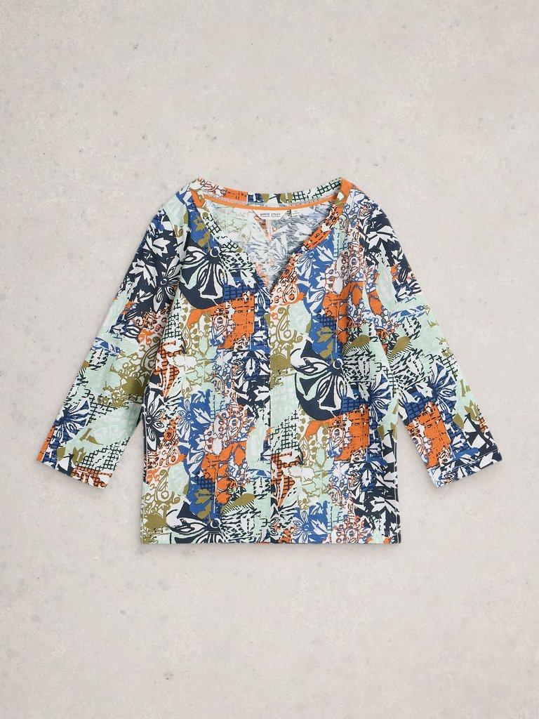 NELLY 34 SLEEVE TEE in ORANGE MLT - FLAT FRONT