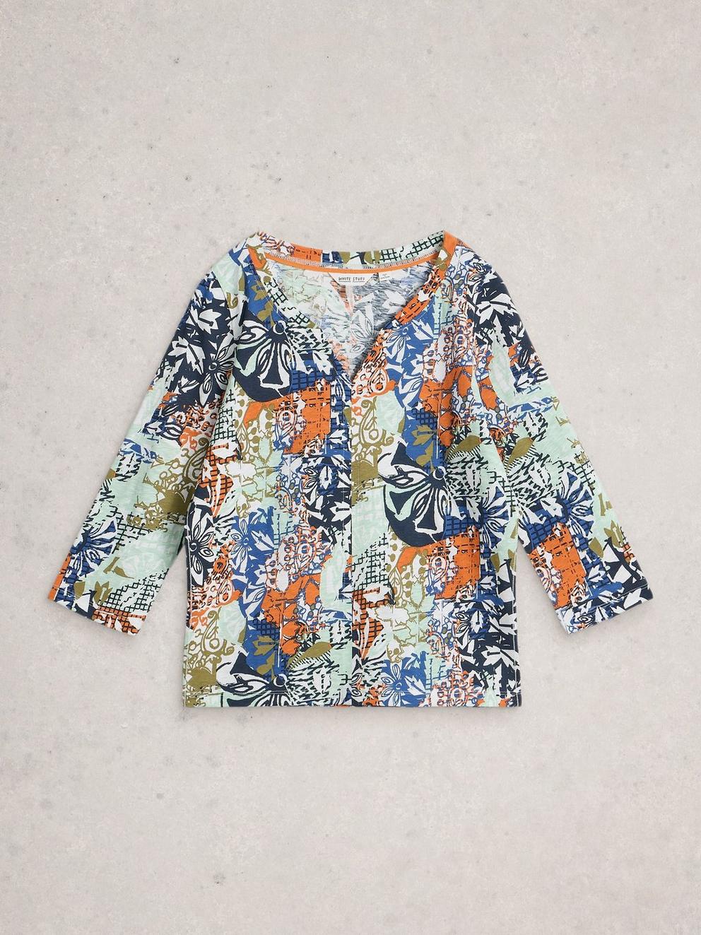 NELLY 34 SLEEVE TEE in ORANGE MLT - FLAT FRONT