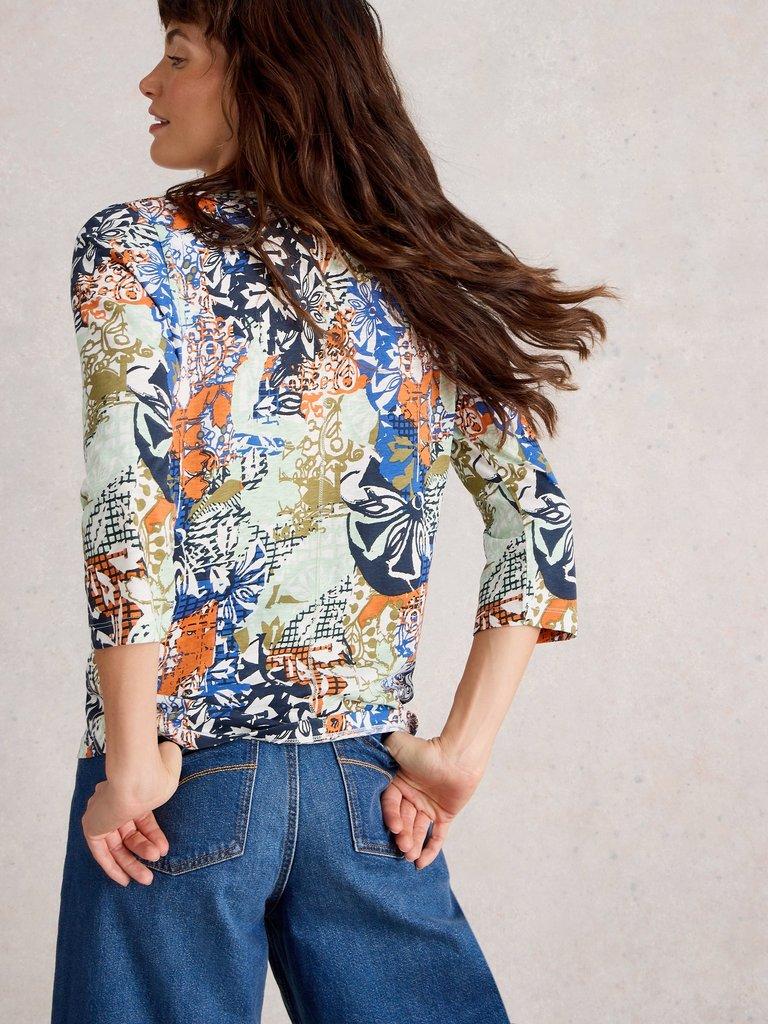 NELLY 34 SLEEVE TEE in ORANGE MLT - MODEL BACK