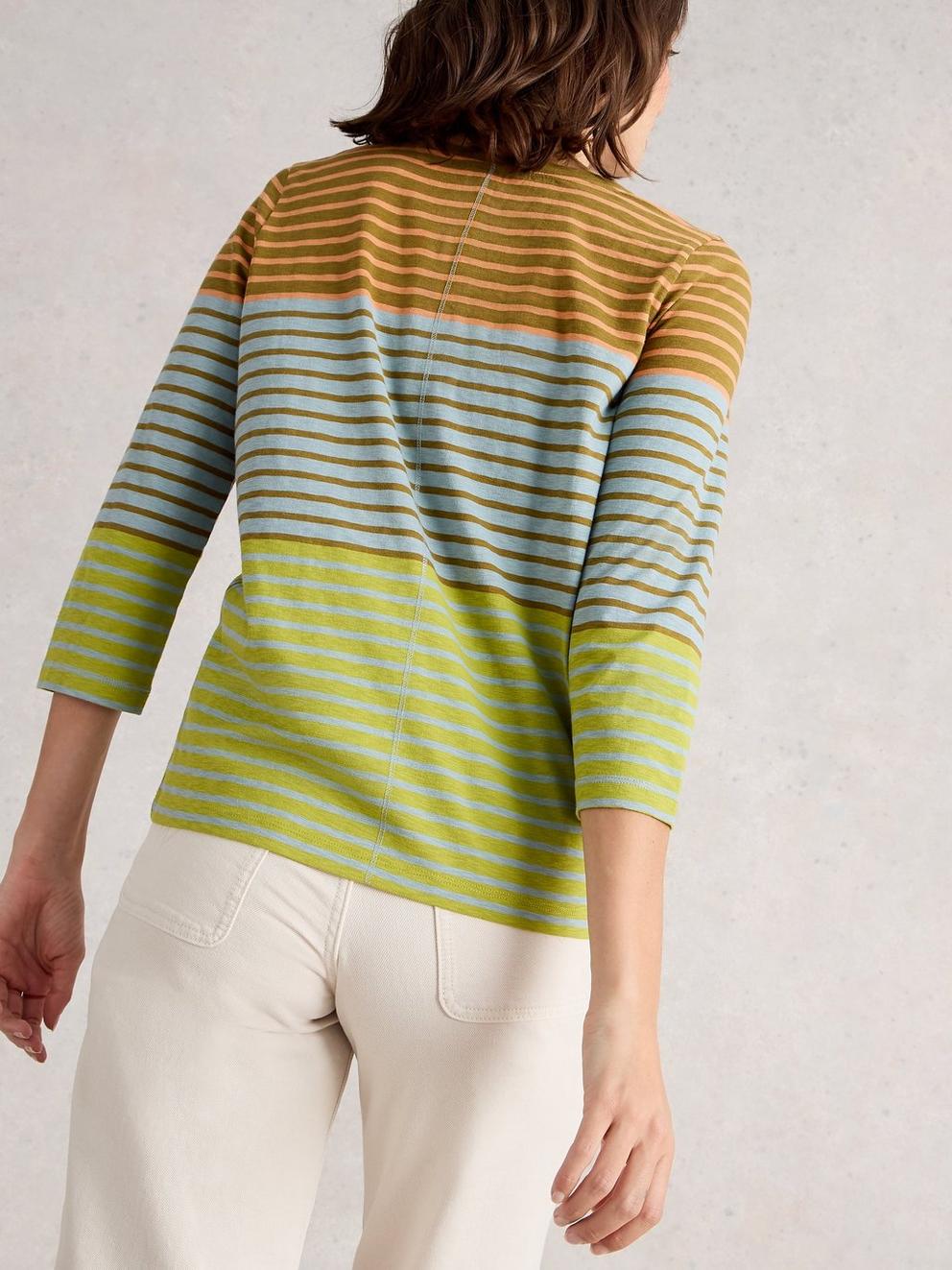 NELLY 34 STRIPE TEE in BLUE MLT - MODEL BACK