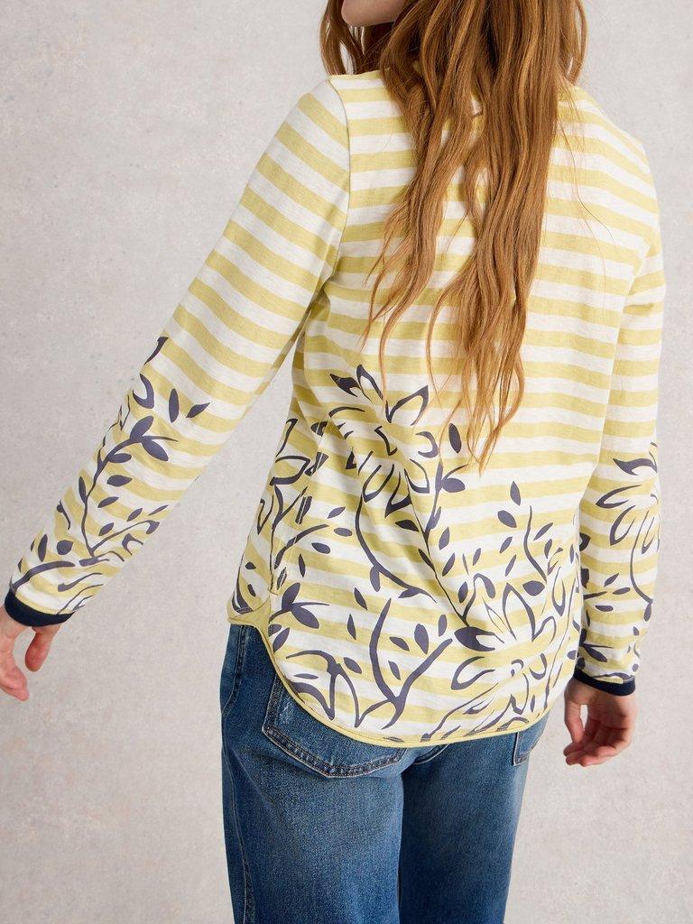 CLARA CREW NECK LONG SLEEVE TEE in CHART MLT - MODEL BACK