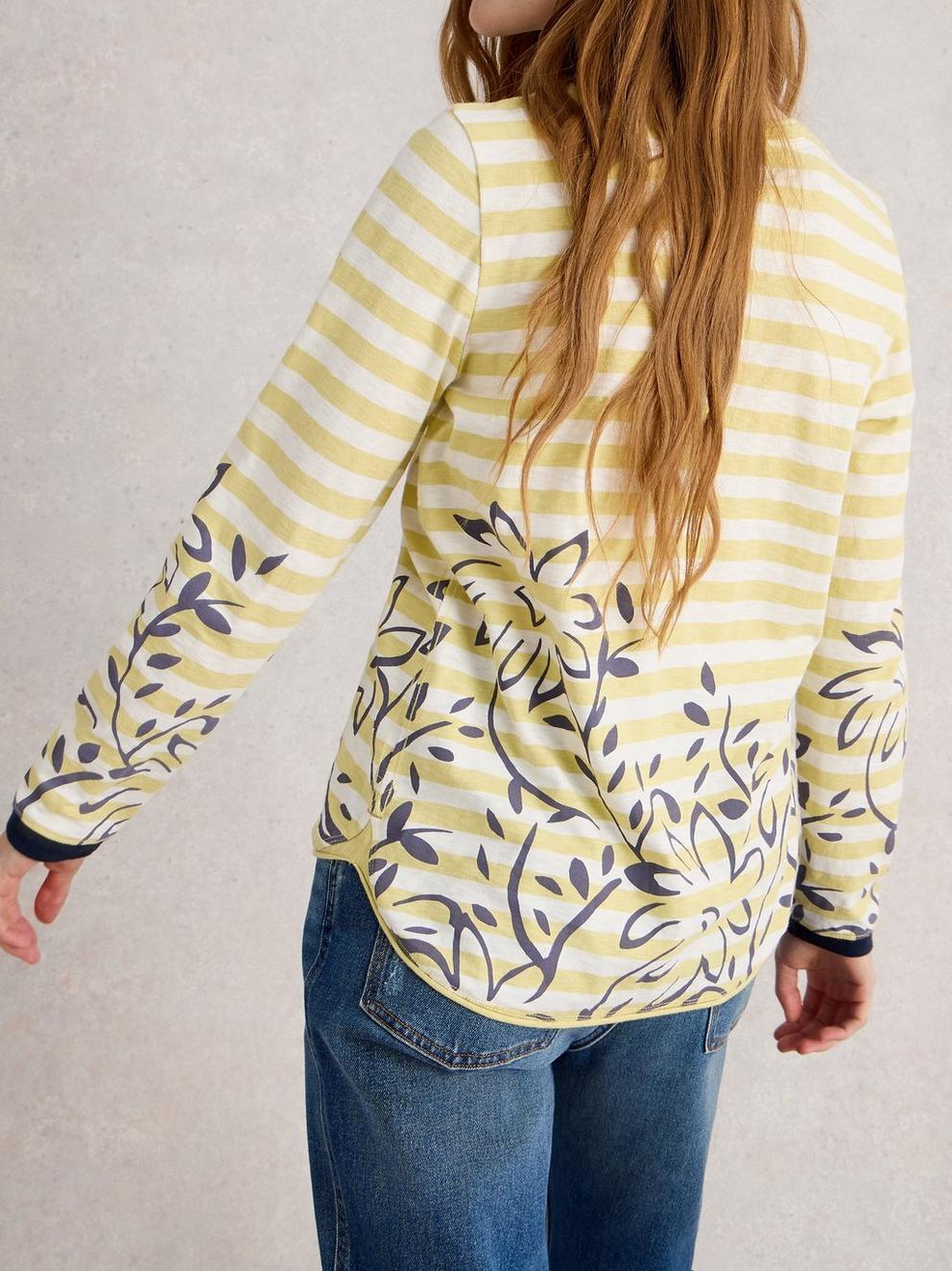 CLARA CREW NECK LONG SLEEVE TEE in CHART MLT - MODEL BACK