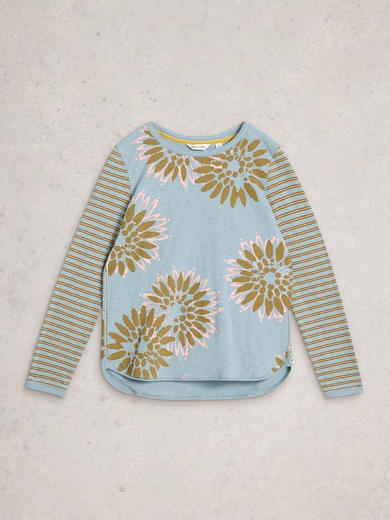 CLARA CREW NECK LONG SLEEVE TEE in DUS GREEN - FLAT FRONT