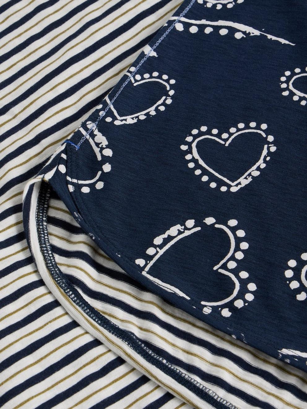 CLARA CREW NECK LONG SLEEVE TEE in NAVY MULTI - FLAT DETAIL