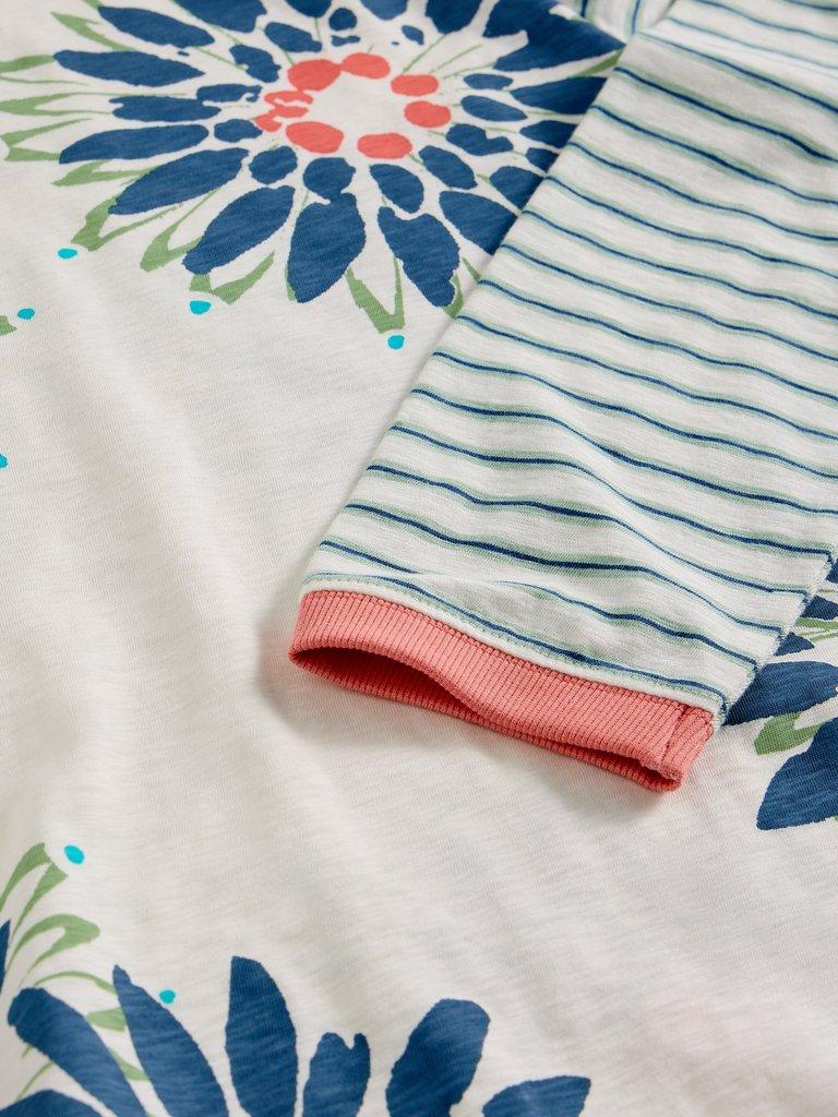 CLARA CREW NECK LONG SLEEVE TEE in WHITE MLT - FLAT DETAIL