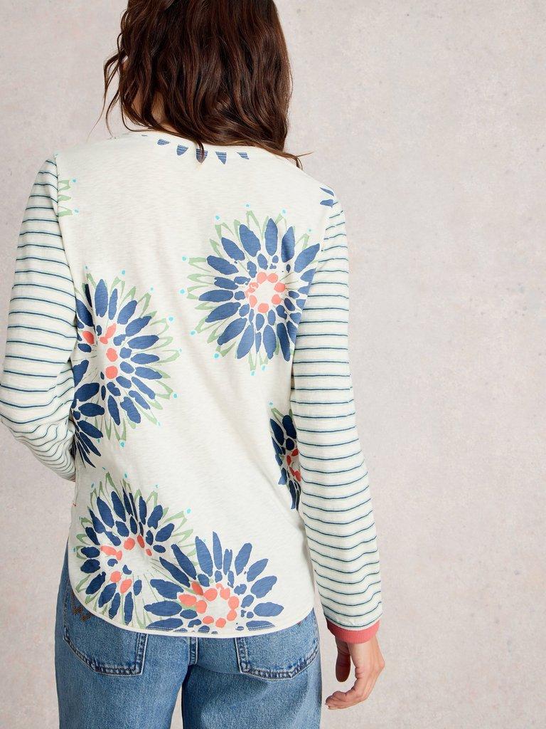 CLARA CREW NECK LONG SLEEVE TEE in WHITE MLT - MODEL BACK