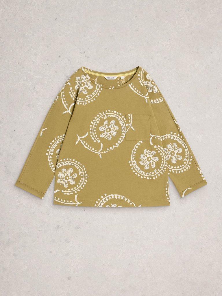 DEMI DOLMAN MID SLEEVE TOP in GREEN PR - FLAT FRONT
