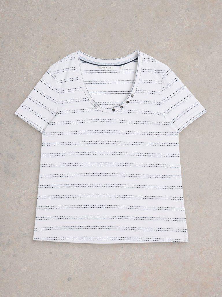 NADIA TEXTURED TEE in WHITE MLT - FLAT FRONT