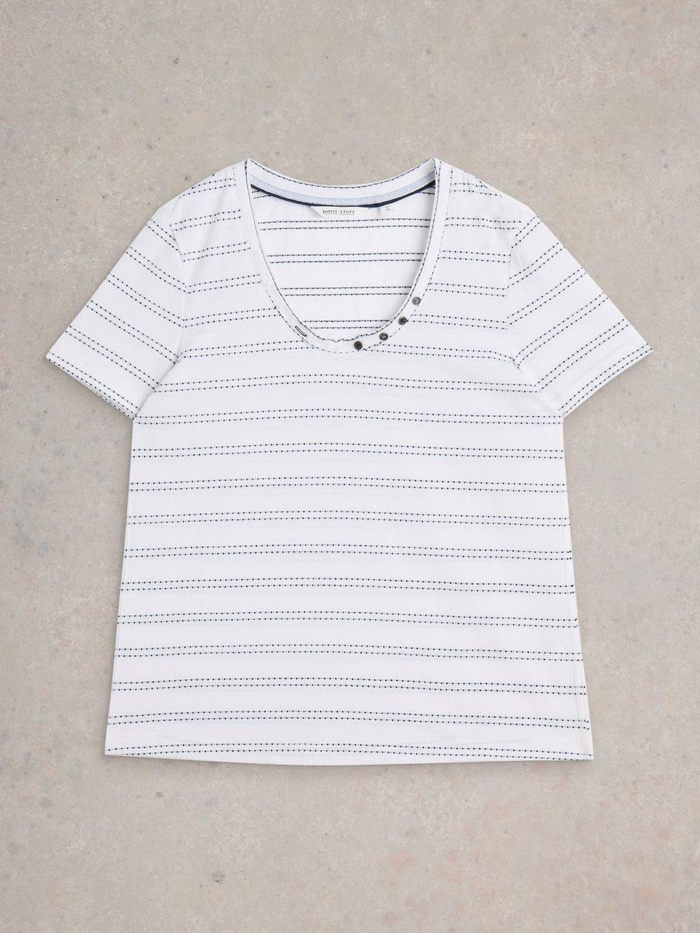 NADIA TEXTURED TEE in WHITE MLT - FLAT FRONT