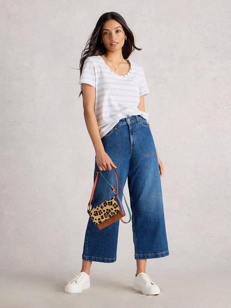 NADIA TEXTURED TEE in WHITE MLT - MODEL FRONT