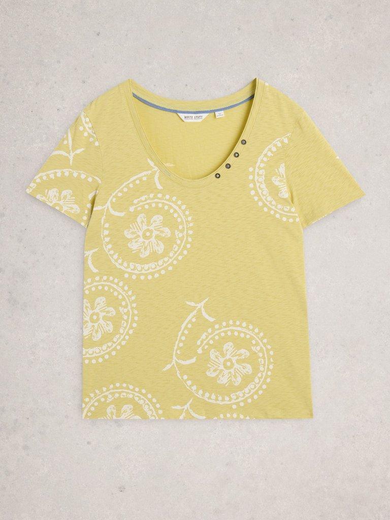 NADIA SWOOP NECK TEE in YELLOW MLT - FLAT FRONT