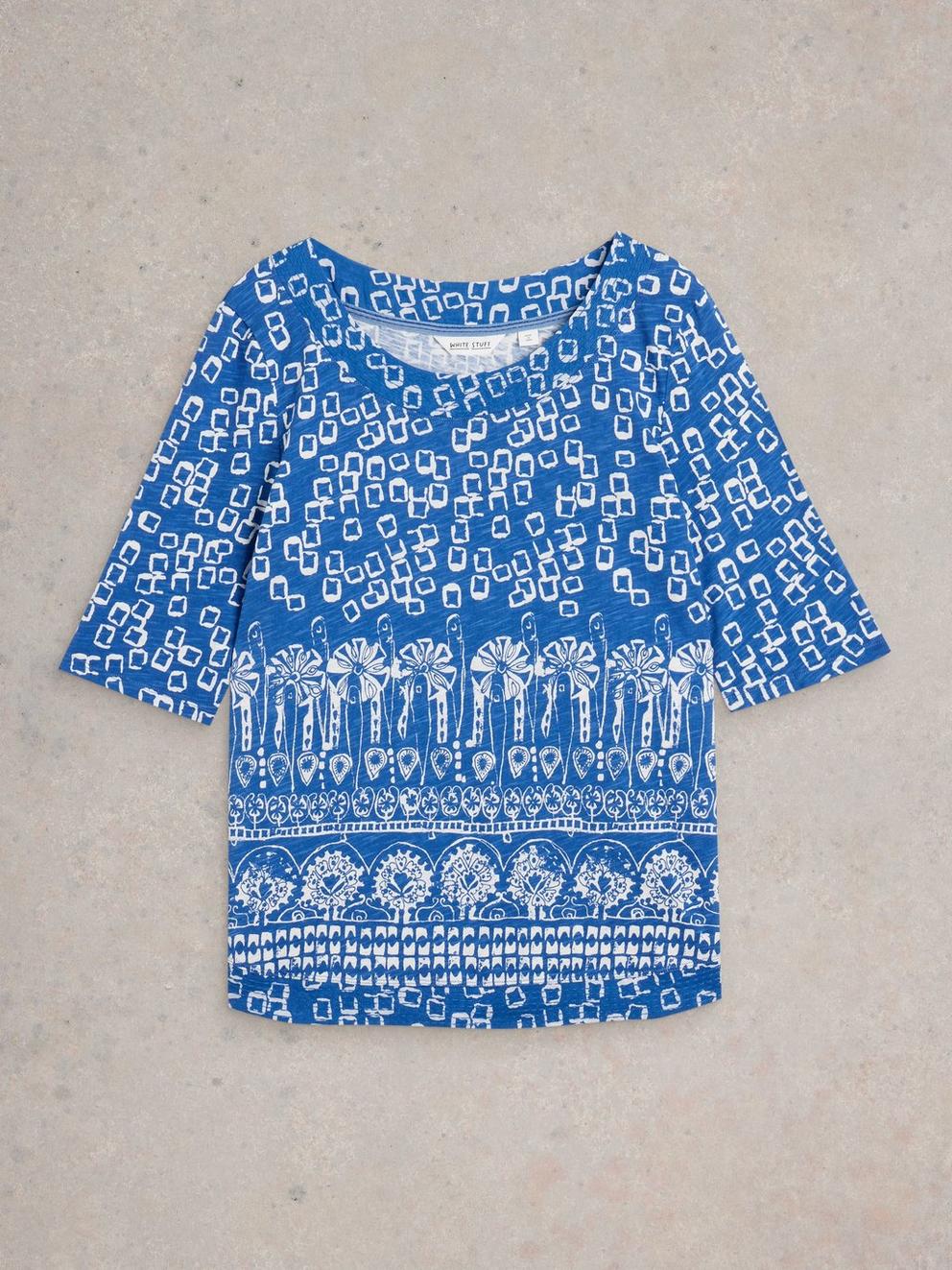 WEAVER CREW NECK TEE in BLUE PR - FLAT FRONT