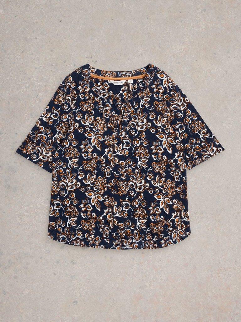 WEAVER NOTCH NECK TEE in NAVY PR - FLAT FRONT