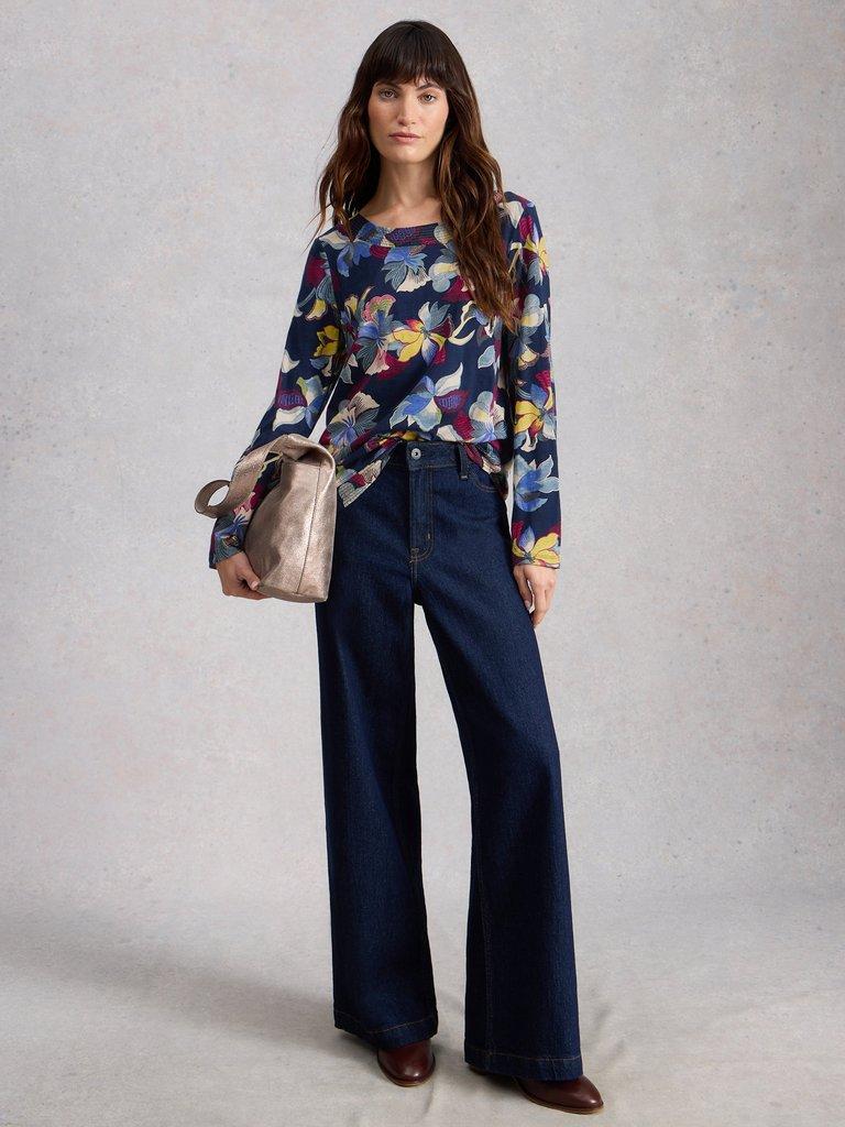 WEAVER LS TEE in NAVY PR - MODEL FRONT