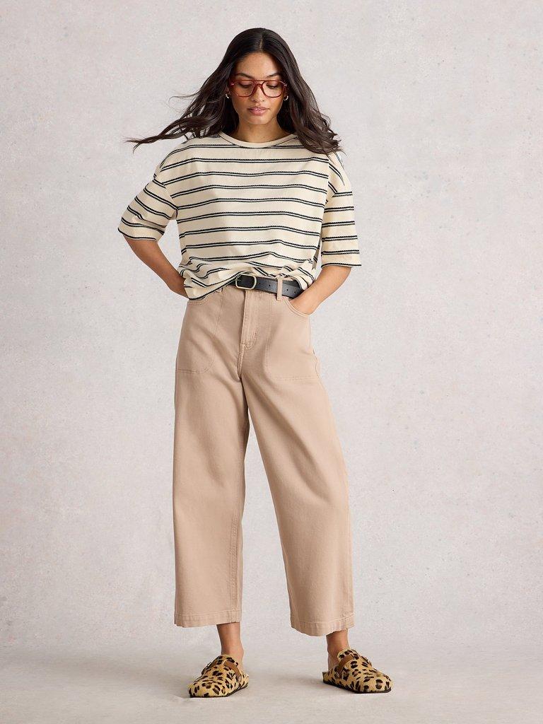 KATYA STRIPE TEE in IVORY MLT - MODEL FRONT