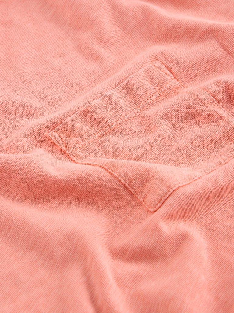 DEMI DOLMAN CREW NECK TOP in MID CORAL - FLAT DETAIL