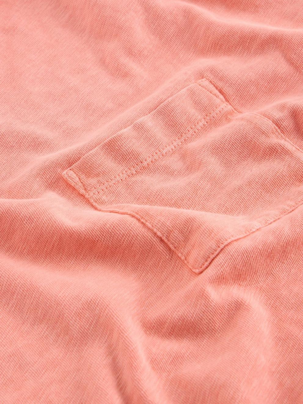 DEMI DOLMAN CREW NECK TOP in MID CORAL - FLAT DETAIL