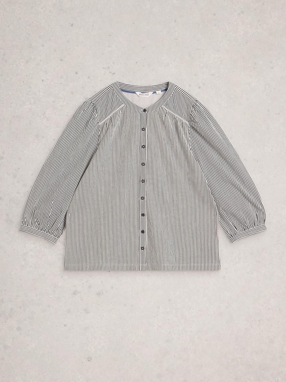 STRIPE MIX SHIRT in WHITE MLT - FLAT FRONT