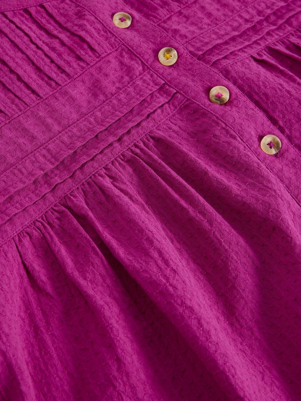 ISLA HALF BUTTON TOP in DK PLUM - FLAT DETAIL