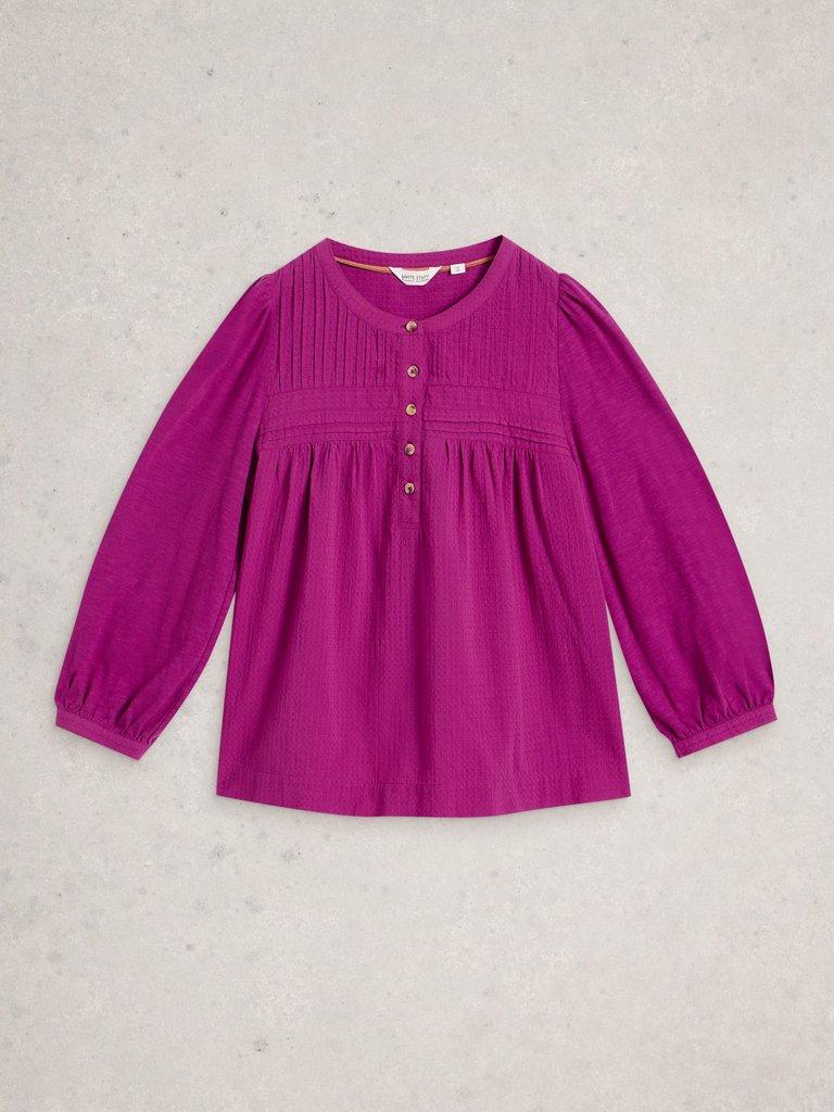ISLA HALF BUTTON TOP in DK PLUM - FLAT FRONT