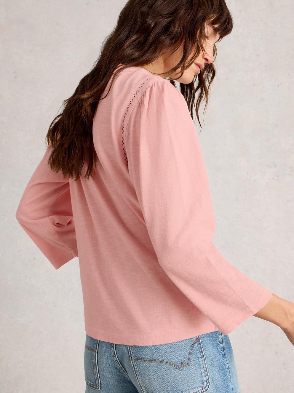 LUCY LADDER TOP in DUS PINK - MODEL BACK