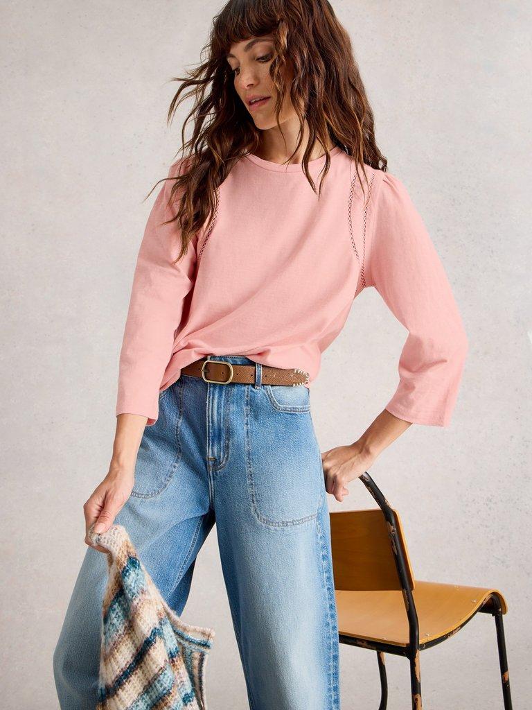 LUCY LADDER TOP in DUS PINK - MODEL DETAIL